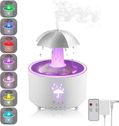 Umbrella Rain Humidifier & Diffuser - Relaxing Rainfall Effect with LED Light and Essential Oil Diffusion