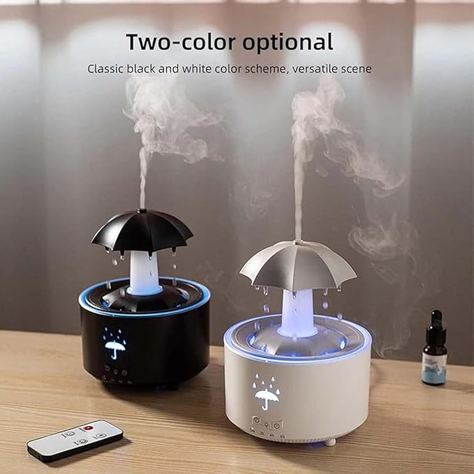 Umbrella Rain Humidifier & Diffuser - Relaxing Rainfall Effect with LED Light and Essential Oil Diffusion