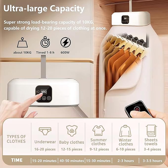 Smart Foldable Electric Clothes Dryer – Ultimate Convenience for Home & Travel!