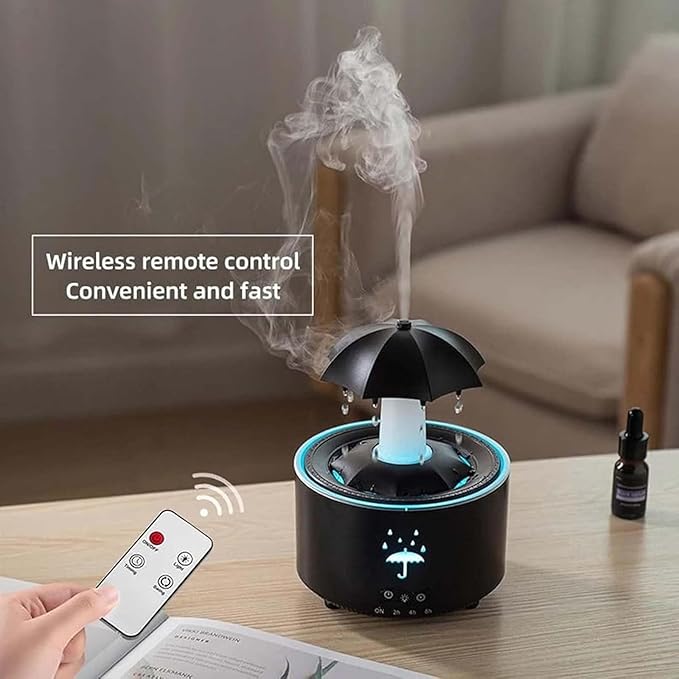 Umbrella Rain Humidifier & Diffuser - Relaxing Rainfall Effect with LED Light and Essential Oil Diffusion