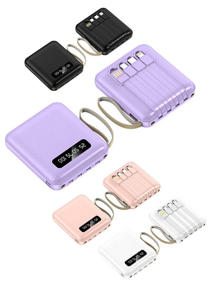 20000mAh Portable Power Bank with Built-in Cables – Fast Charging On The Go!